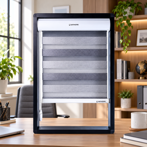 WINHOME Série Super Blanc Stores à enroulement électriques Zebra Blancs Modernes Écologiques pour Bureau, Entreprises, Espaces de Travail, Personnalisés, OEM - Product Image 1