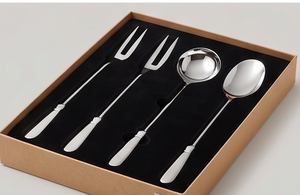 Ensemble de couverts minimalistes en acier inoxydable avec finition polie miroir, 4 pièces, pour usage professionnel et domestique - Product Image 6