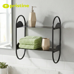 Estante de Pared Metálico de 2 Niveles con Diseño Moderno OEM, Organizador de Almacenamiento para el Hogar, para Sala de Estar, Baño, Hotel, Taller - Product Image 4