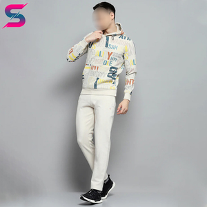 Regular Fit With Side Pocket Letter Printed Full Sleeves Men Causal Wear Breathable Lightweight Polyester Cotton Tracksuits - Product Image 2