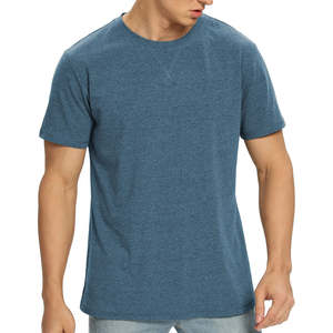 T-shirt vierge uni en gros, col rond personnalisé en polyester et coton, tissu ultra doux pour homme - Product Image 1