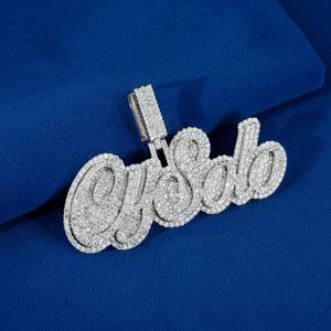 Collar de Lujo con Nombre Personalizado, Incrustaciones de Moissanita VVS, Plata de Ley 925, Estilo Hip Hop, Letras en Script, Joyería Brillante, Regalo - Product Image 2