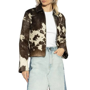 Chaqueta de Cuero para Mujer de Alta Calidad, Personalizada, Ecológica, Gruesa, Resistente al Viento, Transpirable, Último Modelo, con Pelo - Product Image 3