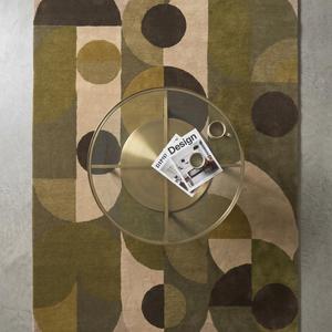 Modern Classic Abstract Geometric Wool Area <b>Rug</b> Green Beige Rectangle Floral Pattern <b>Flat</b> Pile Hand Tufted Carpet Living Room - Product Image 5
