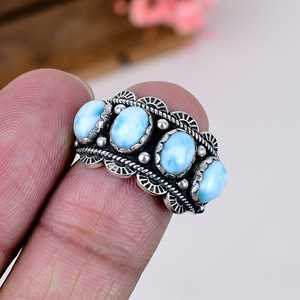 Bague en larimar, argent sterling, pierre précieuse bleu océan, bijou fait main, cadeau pour elle - Product Image 4