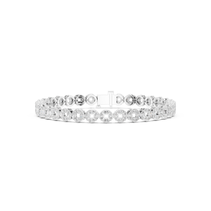 Pulsera de tenis de oro blanco de 18 quilates con diamantes cultivados en laboratorio, diseño geométrico de lujo, para mujer, joyería fina de diseñador con eslabones circulares. - Product Image 2