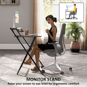 Soluzione Semplice per l'Ufficio Domestico: Scrivania Pieghevole in Noce da 27,6 Pollici con Ripiano per Monitor, Ideale per Spazi Ristretti - Product Image 5