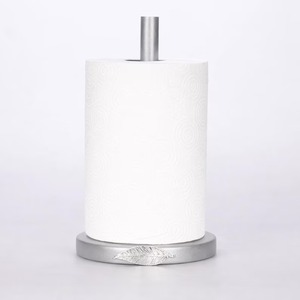 Support de papier essuie-tout autoportant avec base en métal noir et accent feuille d'or, pour comptoir de cuisine moderne - Product Image 2