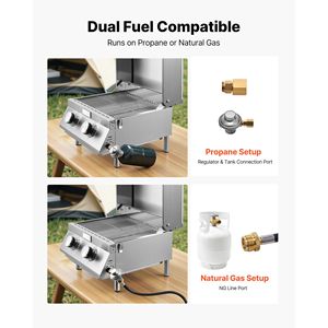 Griglia a Gas Portatile da Tavolo a 2 Bruciatori in Acciaio Inox, con Termometro Integrato, Coperchio Impermeabile e Chiusura di Sicurezza per Viaggi - Product Image 5