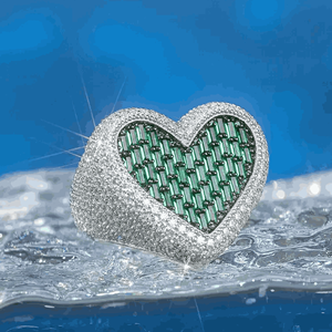 Trending Full Pave Moissanite Fashion Ring Heart Cut Moissanite <b>Cocktail</b> Ring White Gold Pave Setting Luxury Style Unisex Gift - Product Image 1