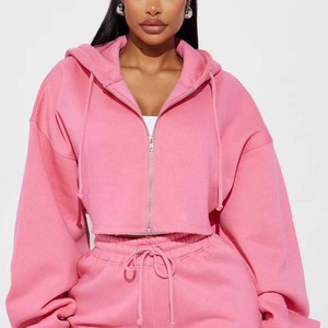 Ensemble de survêtement décontracté 2 pièces pour femme : sweat à capuche en polaire rose et pantalon large, coupe ample, toutes saisons - Product Image 5