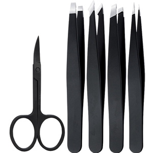 Kit de Pinzas Profesionales para Cejas Negras con Tijeras Afiladas para el Cuidado de las Cejas, Juego de Pinzas de Estilo Moderno y Duradero, Muestra Gratis - Product Image 1