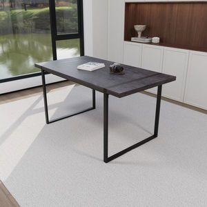 59 \ "MDF tavolo da pranzo in legno nero Set 4 pezzi medievale tavolo da pranzo in pelle scamosciata sedia moderna rettangolare in metallo ristoranti - Product Image 6