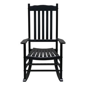 Sedia a dondolo quadrata in legno nero 68,5*86*115 cm con schienale ondulato - Product Image 4