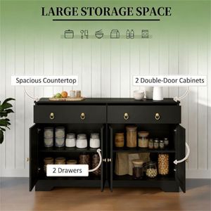 Mobiletto Portaposate Nero per Cucina, Elegante Credenza per Bar o Uso Domestico - Product Image 2