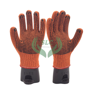 Guantes DE SEGURIDAD DE punteado de algodón naranja de primera calidad Tela de punto de ajuste fuerte Antideslizante Antiestático Anti-impacto para construcción industrial - Product Image 5