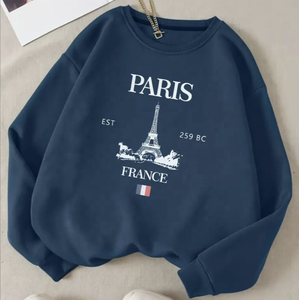 เสื้อสเวตเตอร์มีฮู้ด & เสื้อสเวตเชิ้ตผ้าฟลีซพิมพ์ลายตัวอักษร London Rome Italia สำหรับผู้หญิงคอกลมลำลองระบายอากาศขนาดพลัสไซส์ - Product Image 3