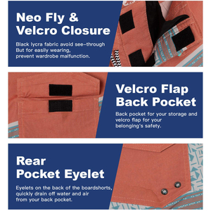 Heavy Duty Mens Surf Shorts Reinforced Stitching For Durability Quick Dry Fabric Boardshorts With Secure Zipper Pocket For <b>Keys</b> - Product Image 4