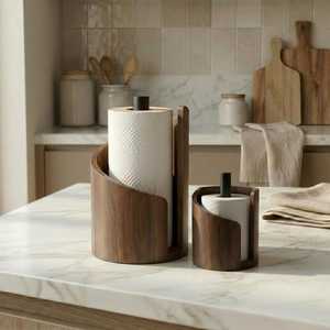 Modern Minimalist Wood Double Tier <b>Storage</b> <b>Rack</b> Standing <b>Kitchen</b> Countertop Organizer Durable Lacquer Finish Rectangle Shape - Product Image 5