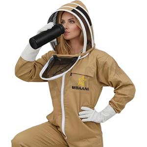 Combinaison d'apiculture en coton pour hommes et femmes, couleur marron, avec gants d'apiculteur - Product Image 1