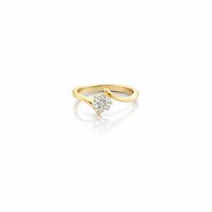 Anillo Solitario de Diamantes en Oro Amarillo de 14K, Diseño Moderno de Banda Abierta, Joyería Fina para Mujer, Uso Diario y de Fiesta, Acabado Pulido, Regalo - Product Image 1