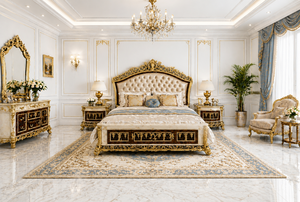 Majestic High End Carved Bed with <b>Side</b> <b>Table</b> Buy Antique Style Bedroom Furniture Premium Golden Carved King Size Bedroom <b>Sets</b> - Product Image 4