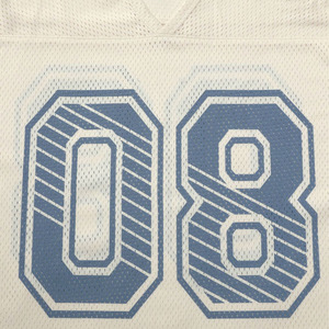 Maillot de football américain tendance pour femme, couleur beige, en maille, col en V, personnalisé, surdimensionné, numéroté, vêtements de sport pour marques privées - Product Image 6