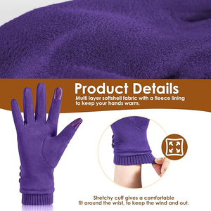 Premium Womens Fashion Leather <b>Gloves</b> With Angora <b>Wool</b> Lining And Touchscreen Compatible Fingertips For Winter Luxury - Product Image 2