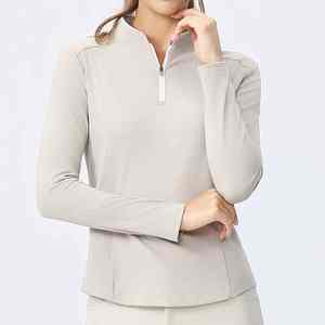 Vêtement de sport actif pour femme, coupe ajustée, en nylon et élasthanne, avec fermeture éclair quart de tour et ourlet incurvé, qualité internationale supérieure - Product Image 3