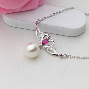 Collar con Colgante de Plata S925 para Mujer, Accesorios de Joyería de Perlas DIY, Colgante Vacío, Conjunto de Cadena para Clavícula 353 - Product Image 2