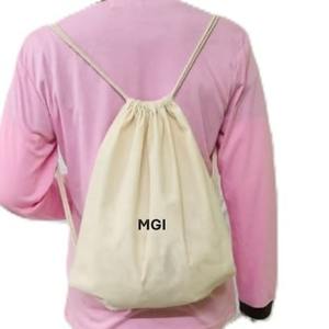 Sac à dos à cordon personnalisé avec logo, recyclable, réutilisable, imperméable, pour la salle de sport, en toile de coton naturel, coton biologique, tendance - Product Image 4