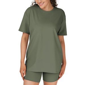 Custom Logo Summer Oversized Women's Short <b>Sets</b> Streetwear Short Sleeve Biker Shorts Gym 2 Piece Women Lounge Wear Women's <b>Sets</b> - Product Image 1