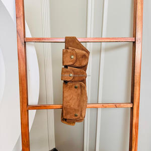 New Real Handmade Suede Leather Multi Pockets <b>Waist</b> Hip Bags With Adjustable Strap Stylish Unisex Leather Utility Fanny Packs - Product Image 4