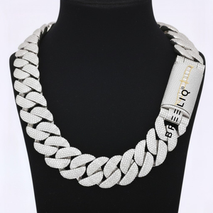 925 <b>Solid</b> <b>Silver</b> Iced Out Cuban Link Chain <b>Silver</b> Mens Luxury Chain Lab Grown Heavy Bling Rapper Style Hip Hop Jewelry - Product Image 1