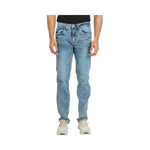 Men's Casual Straight Regular Fit Mid Rise Button Solid Washed Denim <b>Jeans</b> Crafted with Premium Cotton Stretch Fabric Breathable - Product Image 5