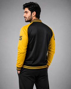 <b>Men</b> Compact Varsity <b>Jacket</b> Casual Streetwear Baseball Bomber Coat with <b>Lightweight</b> Soft Fabric Ribbed Collar Zip Front - Product Image 4