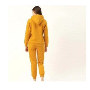 Trendy half <b>zip</b> tracksuit for women featuring a stylish cropped fit and high waist joggers made from soft cotton blend fabric - Product Image 2