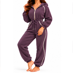 EAZWEARS Womens Fleece <b>Jumpsuit</b> Patchwork Panel Design Casual Clothing Wholesale Manufacturer Supplier Exporter Apparel Exporter - Product Image 1