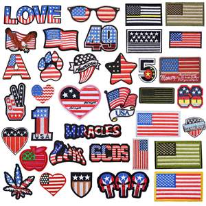 Country National Flag Embroidery <b>Patches</b> Iron on Embroidered Badges <b>Backpack</b> Applique American Flag <b>Patch</b> for Hat Clothing - Product Image 1