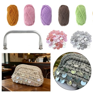 Kit de tricot et crochet DIY pour sac à main à paillettes, sacoche en cuir PU, ensemble de couture pour femmes, style soirée, artisanat - Product Image 2