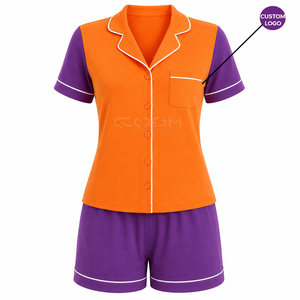 Ensemble de pyjamas 2 pièces Cosh International Sisterhood Sorority pour femmes, imprimé rayé d'été, vêtements de maison courts, pyjamas personnalisés en coton de bambou - Product Image 1