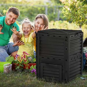 Bac à compost en plastique de grande taille de 80 gallons pour jardin extérieur, montage facile, noir - Product Image 2