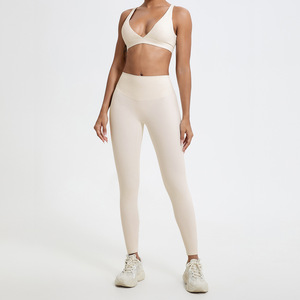 Women Breathable Tights Fitness Custom Logo High Waist Leggings and Bra Sets Active Wear Yoga Workout Sets - Product Image 3