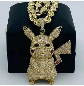 Colgante de Cadena Cubana de Oro Amarillo de 14K para Hombre, Hecho a Mano, Estilo Hip Hop, con Moissanita VVS1 y Plata de Ley 925, para Fiesta, EE. UU. - Product Image 2