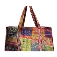 Tas Tangan Wanita India Vintage Sutra Berlapis Jahitan Unik Gaya Fashion Modern Ritsleting Rantai Termal Portabel Anti Maling Lampu Malam