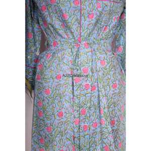 เดรสผู้หญิงลายดอกไม้พิมพ์ลายดิจิทัล คอวี แขนสามส่วน ผ้าฝ้าย 100% เป็นมิตรกับสิ่งแวดล้อม ทรงเข้ารูป ความยาวปานกลาง เหมาะสำหรับงานกลางคืน งานทางการ หรือใส่ไปเที่ยวคลับ - Product Image 6