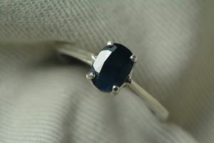 Certified Midnight Blue Sapphire Ring Sterling Silver Solitaire Natural September Birthstone Jewelry <b>Gift</b> For Her - Product Image 5