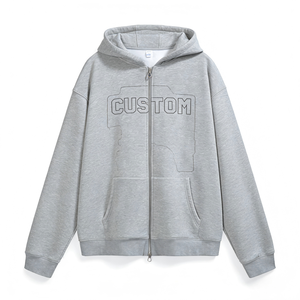 Sudadera con capucha y cremallera de algodón 100% de 325 g, con logo personalizado estampado en relieve, estilo casual de otoño, ecológica, transpirable, antiarrugas, corte regular. - Product Image 4