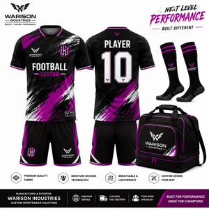 Wholesale Football Training Uniform kit Customized Size Unisex Breathable Soccer Jersey Shorts Socks And Bag Set - Product Image 4