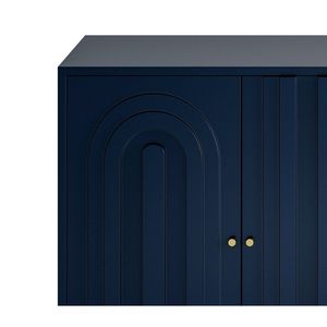 Modern Blue Lacquered 4-Door Wooden <b>Sideboard</b> Buffet Server Cabinet for <b>Storage</b> in Living Room Entryway or Hallway - Product Image 6